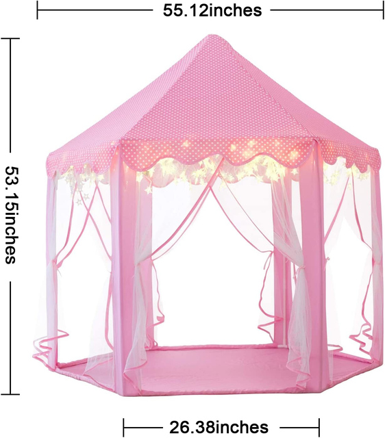Różowy i niebieski namiot Playtent z zamkiem - przenośny dom zabaw dla dzieci, basen z piłeczkami - Wianko - 7