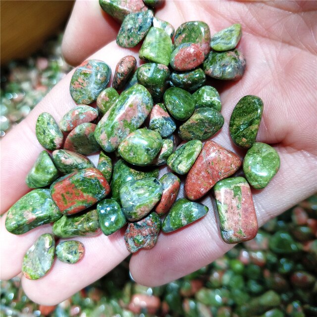Wysokiej jakości naturalny kamień Greenstone Gravels Unakite - biżuteria i dekoracje akwariowe - Wianko - 1