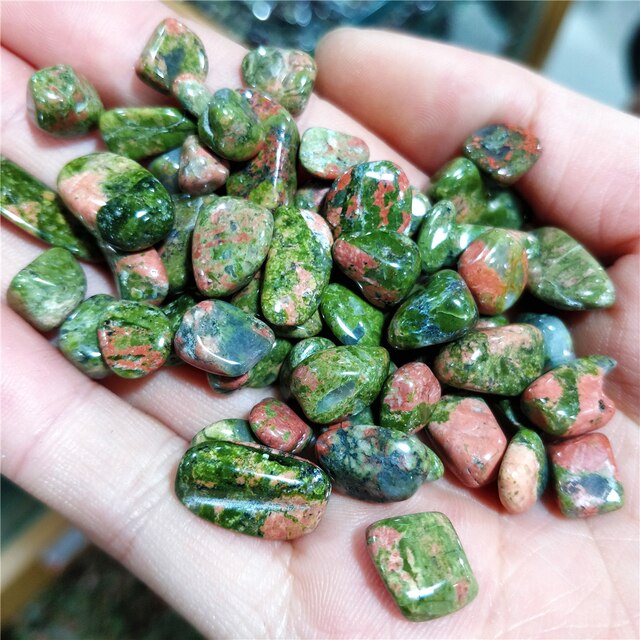 Wysokiej jakości naturalny kamień Greenstone Gravels Unakite - biżuteria i dekoracje akwariowe - Wianko - 3