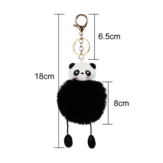 Brelok Panda Pompom z Faux Rabbit Fur dla kobiet - piękna piłka z wisiorkiem do torebek i kluczy - Wianko - 3