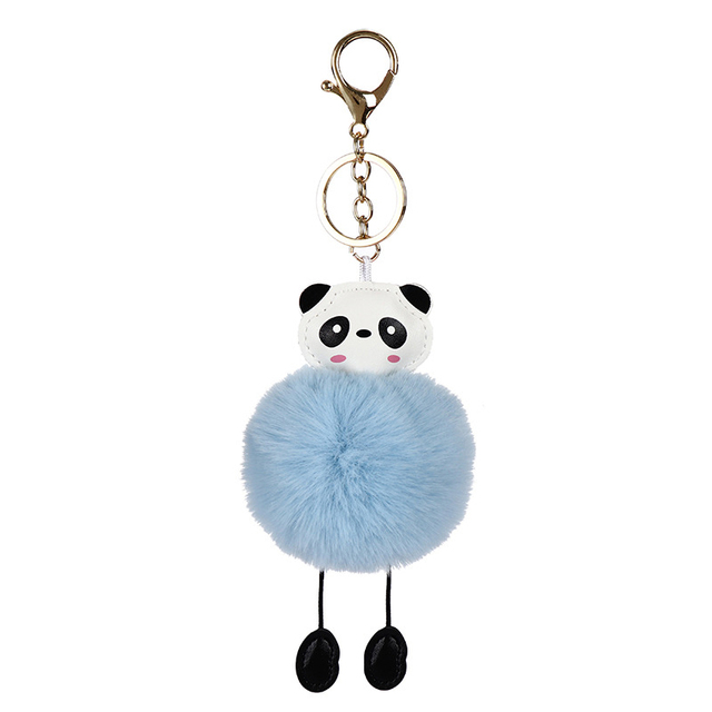 Brelok Panda Pompom z Faux Rabbit Fur dla kobiet - piękna piłka z wisiorkiem do torebek i kluczy - Wianko - 4