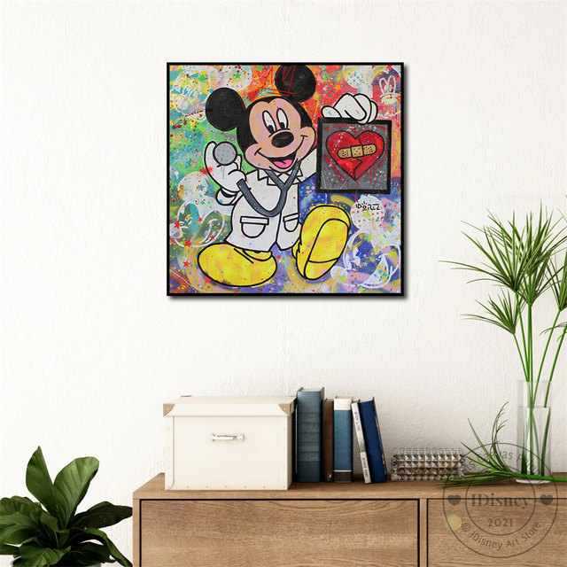 Plakat drukowany na płótnie z obrazem Myszki Miki - Disney Cartoon, idealny na ścianę w pokoju dziecięcym - Wianko - 6