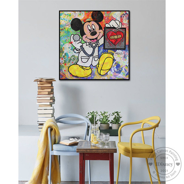 Plakat drukowany na płótnie z obrazem Myszki Miki - Disney Cartoon, idealny na ścianę w pokoju dziecięcym - Wianko - 5