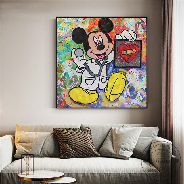 Plakat drukowany na płótnie z obrazem Myszki Miki - Disney Cartoon, idealny na ścianę w pokoju dziecięcym - Wianko - 3
