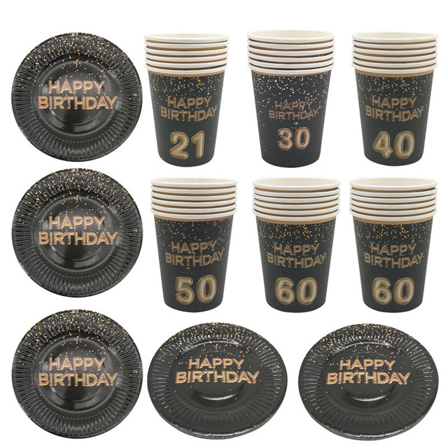 Papierowe talerze i kubki urodzinowe dla dorosłych - dla okazji 21, 30, 40, 50, 60 i rocznic jednorazowe zastawy stołowe - Wianko - 8