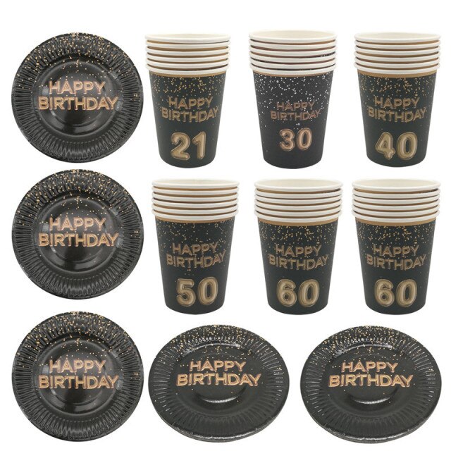 Papierowe talerze i kubki urodzinowe dla dorosłych - dla okazji 21, 30, 40, 50, 60 i rocznic jednorazowe zastawy stołowe - Wianko - 1