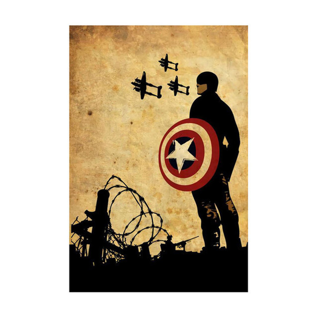 Obraz na płótnie Retro Avengers Iron Man i Kapitan Ameryka – Marvel – Superbohaterowie – Plakaty z nadrukami na ścianę – Salon – Malarstwo i kaligrafia - Wianko - 6
