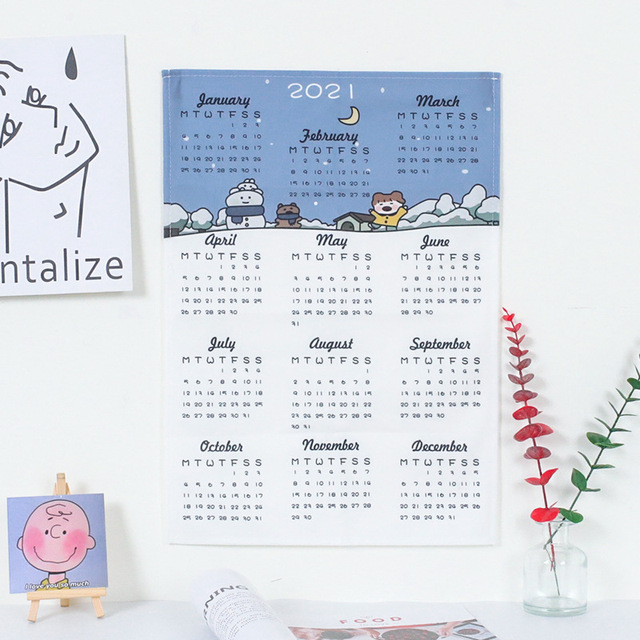 Kalendarz wiszący dekoracyjny, ilustracje w kolorze i stylu 2021 - Wianko - 3
