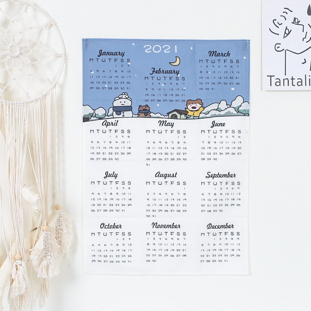 Kalendarz wiszący dekoracyjny, ilustracje w kolorze i stylu 2021 - Wianko - 4