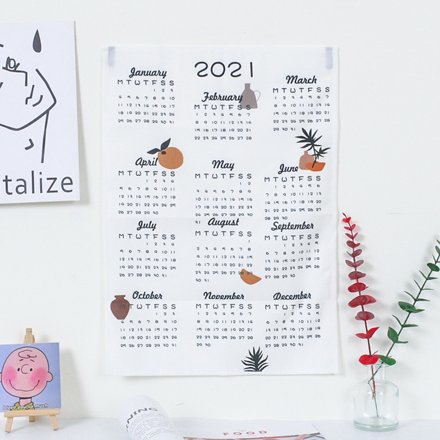 Kalendarz wiszący dekoracyjny, ilustracje w kolorze i stylu 2021 - Wianko - 1