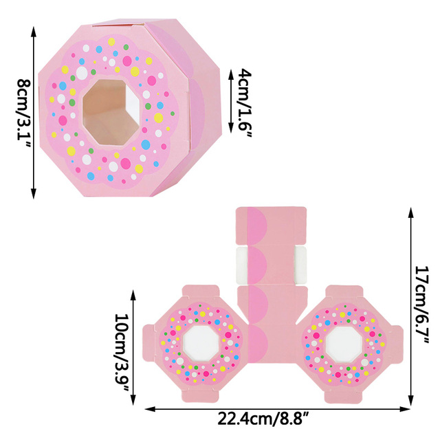 10 papierowych pudełek na donuty - słodkie prezenty i upominki na ślub, urodziny, Baby Shower - Wianko - 2