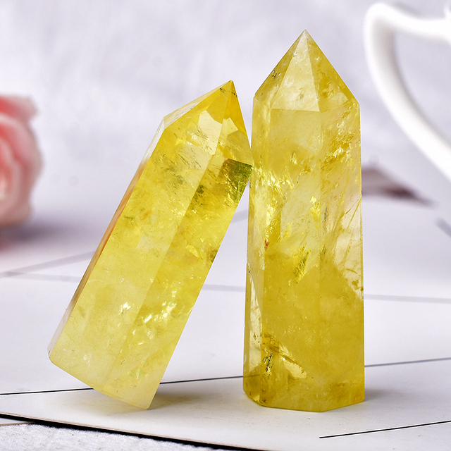 1PC naturalny kryształ cytryn z żółtym kwarcem w kształcie wieży Reiki - kamień uzdrawiający z motywem piramidy dla dekoracji wnętrz - Wianko - 7