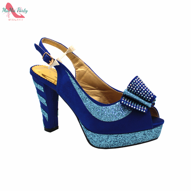 Nowości pantofle sandały na platformie - wiosna 2022, Royal Blue, wysoka jakość, zestaw butów i torebka, dla afrykańskich kobiet - Wianko - 40