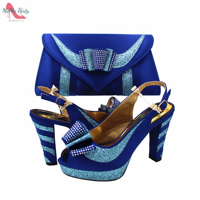 Nowości pantofle sandały na platformie - wiosna 2022, Royal Blue, wysoka jakość, zestaw butów i torebka, dla afrykańskich kobiet - Wianko - 37