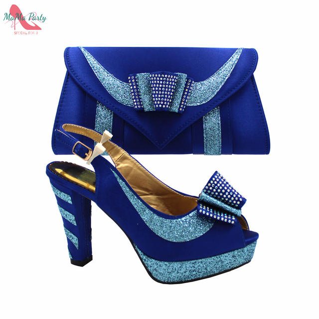 Nowości pantofle sandały na platformie - wiosna 2022, Royal Blue, wysoka jakość, zestaw butów i torebka, dla afrykańskich kobiet - Wianko - 38
