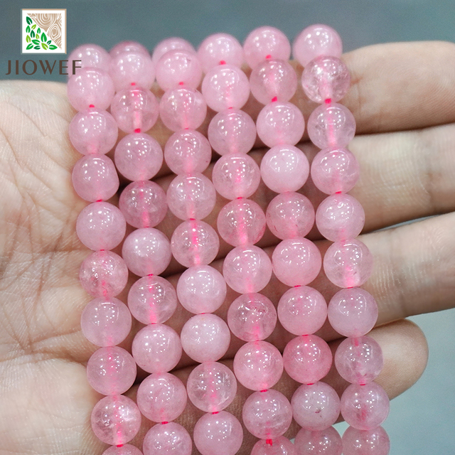 Gładkie naturalne Malagasy różowy kryształ kwarcowy - 15'' Strunowa bransoletka DIY 4/6/8/10/12mm - Wianko - 4