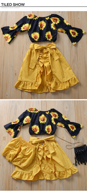 Baby Gril – zestaw sukienek dla dzieci – słodka odzież dziecięca – trzyczęściowy: koszulki z długim rękawem, spodenki, spódnice - Wianko - 3