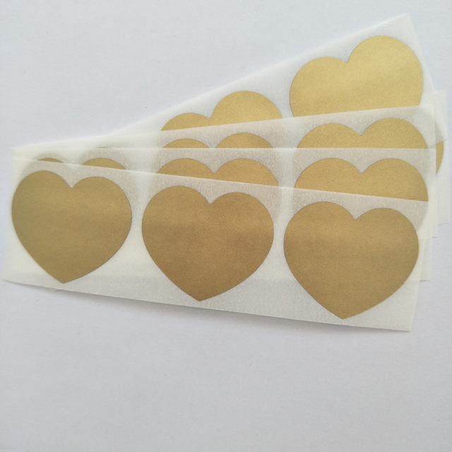 Scratch Off naklejki serce złoty 30x35mm, 150 sztuk, puste dla tajnego kodu, karty nagrody ślubne - Wianko - 1