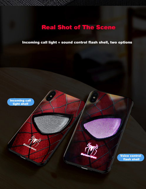 Anime Marvel Spiderman Luminous LED Flash Up etui na telefony iPhone - inteligentne sterowanie - zabawka - Wianko - 16