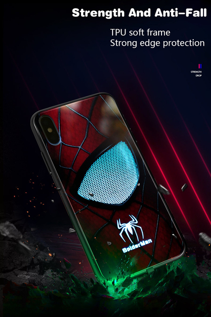 Anime Marvel Spiderman Luminous LED Flash Up etui na telefony iPhone - inteligentne sterowanie - zabawka - Wianko - 5