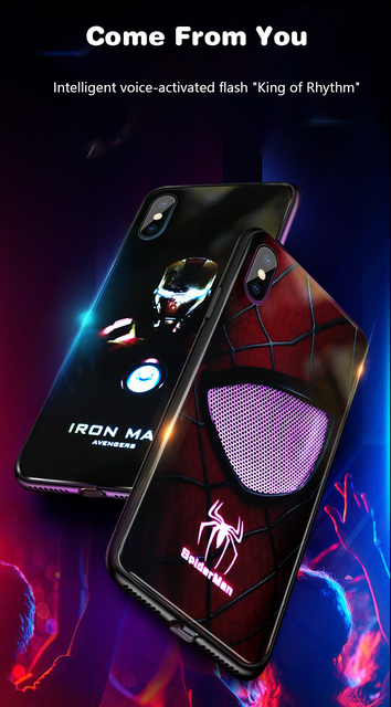 Anime Marvel Spiderman Luminous LED Flash Up etui na telefony iPhone - inteligentne sterowanie - zabawka - Wianko - 2