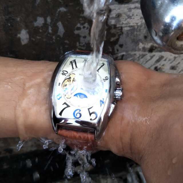 Zegarek męski mechaniczny Tonneau luksusowy wodoodporny ze skórzanym paskiem - Wianko - 22