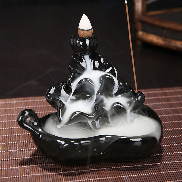 Kadzielnica ceramiczna do palenia kadzideł w stylu wodospadu - czarna glazura - Wianko - 15