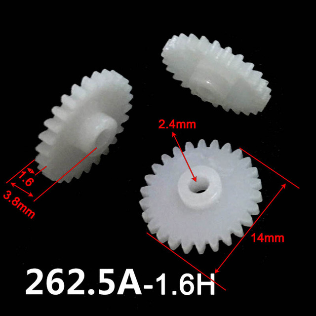 26 zębów 0.5M plastikowe koła zębate DIY Model 262A, 262.5A, 263A (średnica otworu 14mm, mocno dla wałów o średnicy 2mm/2.5mm/3mm) - Wianko - 4