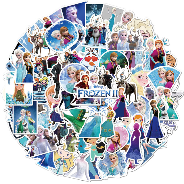 Naklejki Princesek Frozen 2 Disney - 10, 50 lub 100szt. - na komputer, lodówkę, pralkę, telefon - dekoracyjne naklejki - Wianko - 4