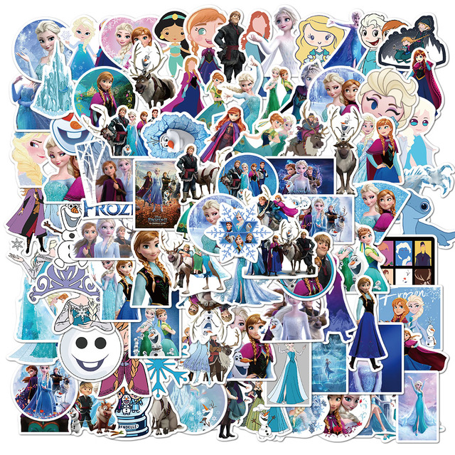 Naklejki Princesek Frozen 2 Disney - 10, 50 lub 100szt. - na komputer, lodówkę, pralkę, telefon - dekoracyjne naklejki - Wianko - 3