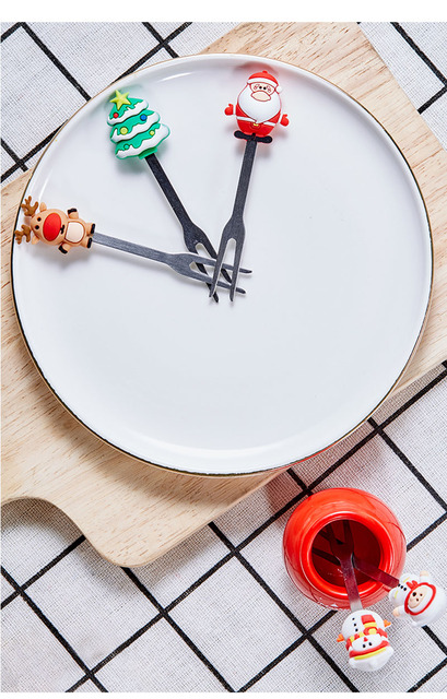 Świąteczny widelec świętego Mikołaja mini na dekorację stołu - 5 sztuk, stal nierdzewna - Wianko - 6