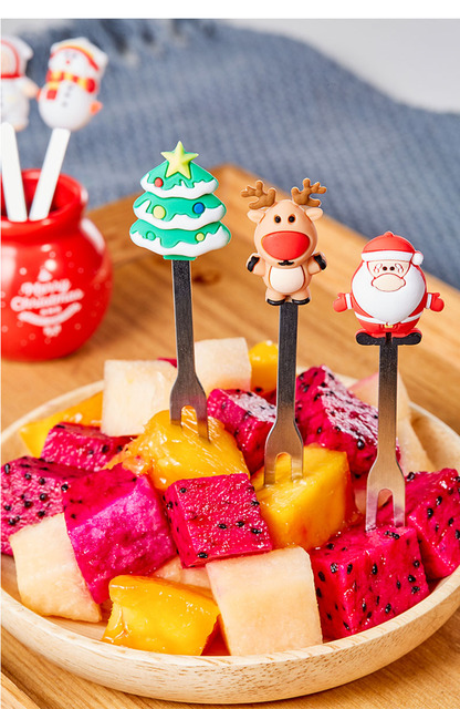 Świąteczny widelec świętego Mikołaja mini na dekorację stołu - 5 sztuk, stal nierdzewna - Wianko - 7