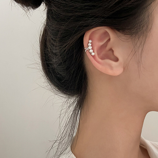 Klips do ucha z perłą 925 srebro QMCOCO - prosty i elegancki dodatek do biżuterii dla kobiet - Wianko - 11
