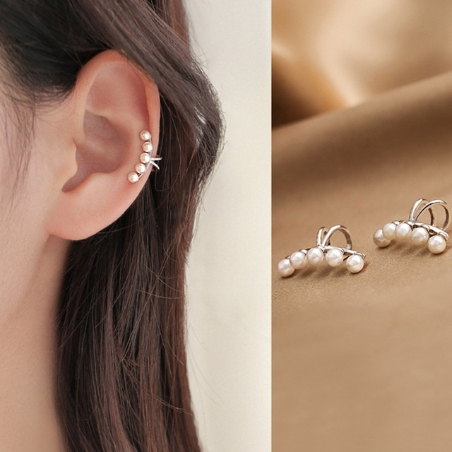 Klips do ucha z perłą 925 srebro QMCOCO - prosty i elegancki dodatek do biżuterii dla kobiet - Wianko - 6