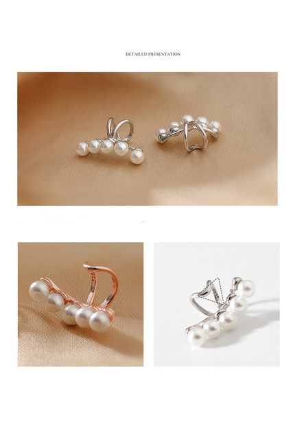 Klips do ucha z perłą 925 srebro QMCOCO - prosty i elegancki dodatek do biżuterii dla kobiet - Wianko - 4
