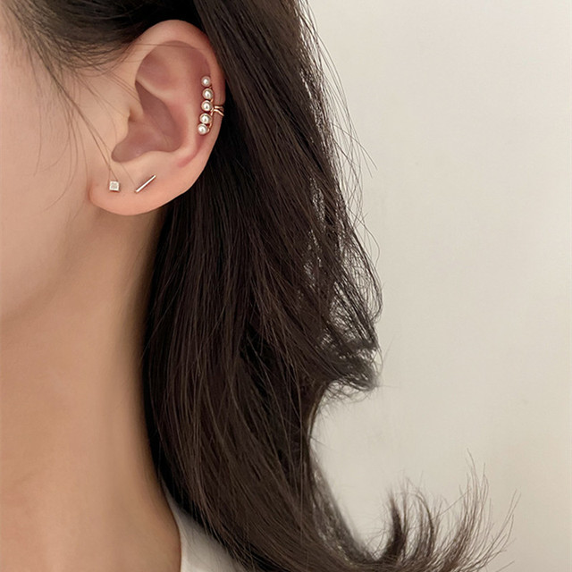 Klips do ucha z perłą 925 srebro QMCOCO - prosty i elegancki dodatek do biżuterii dla kobiet - Wianko - 9