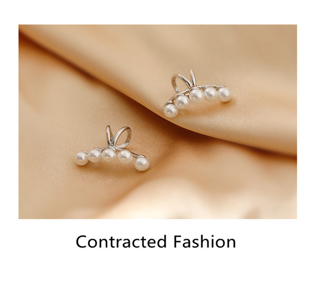 Klips do ucha z perłą 925 srebro QMCOCO - prosty i elegancki dodatek do biżuterii dla kobiet - Wianko - 3