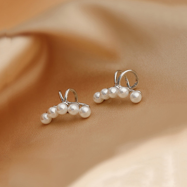 Klips do ucha z perłą 925 srebro QMCOCO - prosty i elegancki dodatek do biżuterii dla kobiet - Wianko - 5