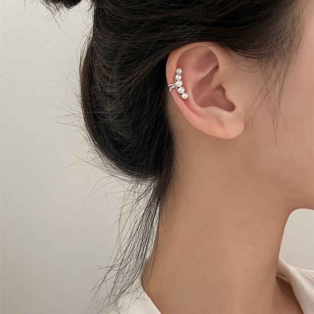 Klips do ucha z perłą 925 srebro QMCOCO - prosty i elegancki dodatek do biżuterii dla kobiet - Wianko - 10