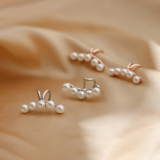 Klips do ucha z perłą 925 srebro QMCOCO - prosty i elegancki dodatek do biżuterii dla kobiet - Wianko - 8