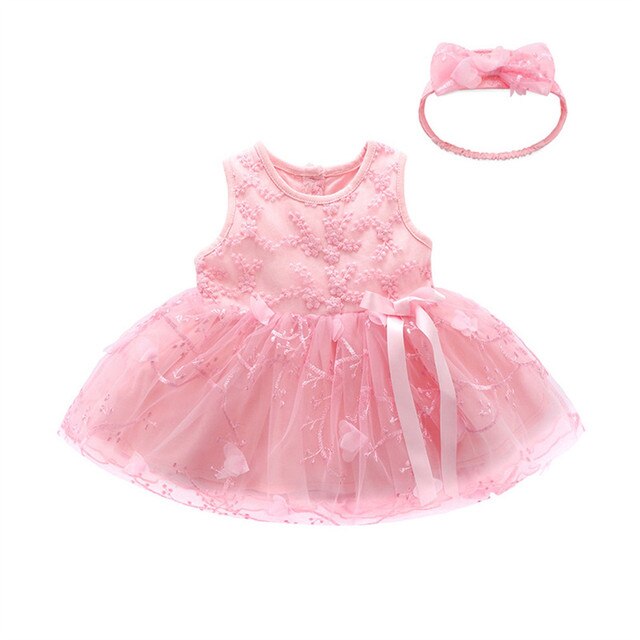 Sukienka tiulowa dla noworodka księżniczki z koronkowymi kwiatami i opaskami - letnia wyprawa - Wianko - 2