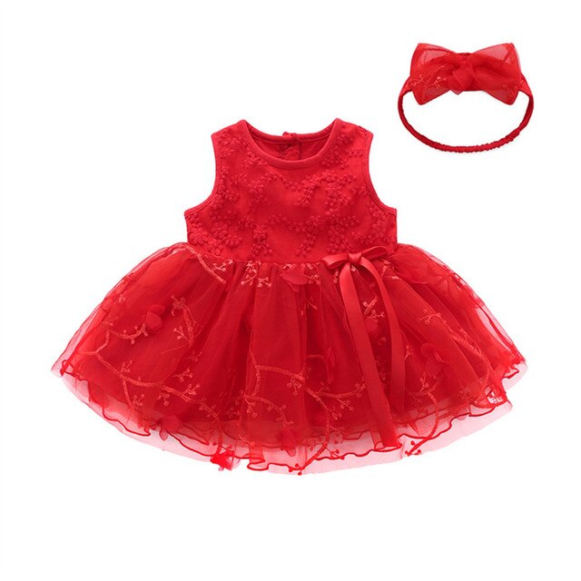 Sukienka tiulowa dla noworodka księżniczki z koronkowymi kwiatami i opaskami - letnia wyprawa - Wianko - 3
