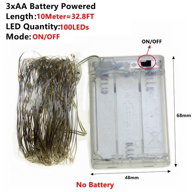 1M 2M 5M 10M mikro miedź drutu łańcuch lampek LED na baterię - światełka girlanda bożenarodzeniowe do dekoracji na przyjęcie (5z) - Wianko - 8
