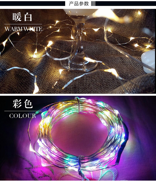 1M 2M 5M 10M mikro miedź drutu łańcuch lampek LED na baterię - światełka girlanda bożenarodzeniowe do dekoracji na przyjęcie (5z) - Wianko - 10