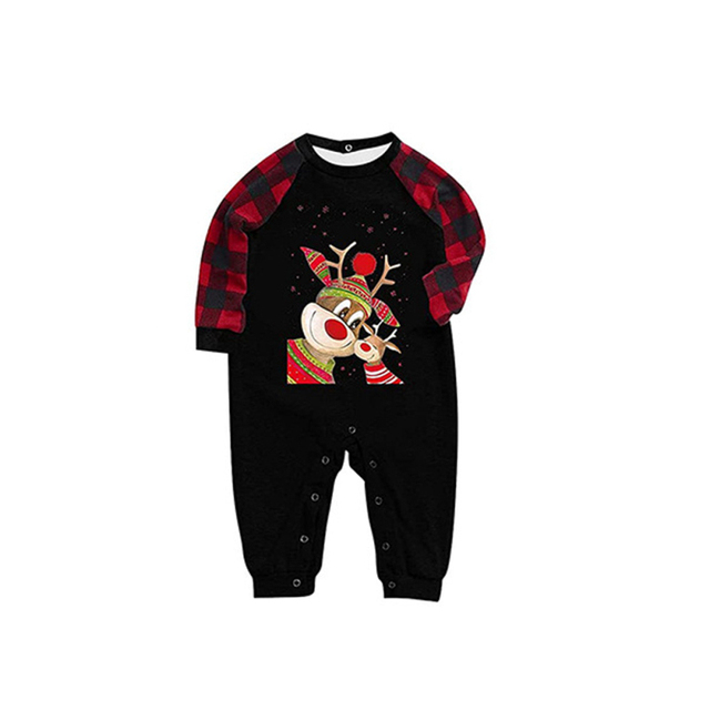 Jednakowe piżamy bożonarodzeniowe dla całej rodziny z nadrukiem jeleni, długa bielizna nocna i spodnie garnitur - Wianko - 6