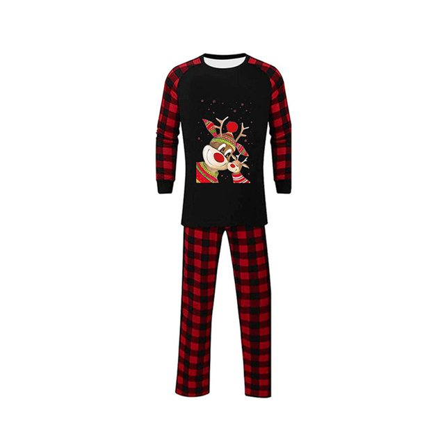 Jednakowe piżamy bożonarodzeniowe dla całej rodziny z nadrukiem jeleni, długa bielizna nocna i spodnie garnitur - Wianko - 8