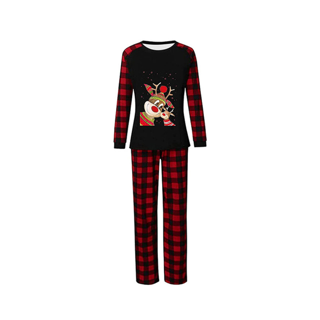 Jednakowe piżamy bożonarodzeniowe dla całej rodziny z nadrukiem jeleni, długa bielizna nocna i spodnie garnitur - Wianko - 7