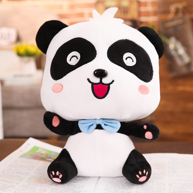 Pluszowa panda 22cm z rysunkiem, muszką i miękką poduszką - zabawka dla dzieci i dziewczynki - Wianko - 2
