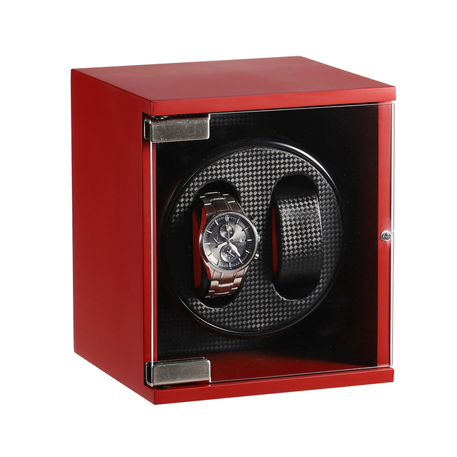 Zegarek drewniany automatyczny obrót Winde LT + 2 pudełko wystawowe - czarny zewnętrzny, czerwony wewnętrzny - nowy styl 2019 - Wianko - 6