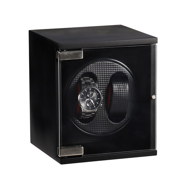 Zegarek drewniany automatyczny obrót Winde LT + 2 pudełko wystawowe - czarny zewnętrzny, czerwony wewnętrzny - nowy styl 2019 - Wianko - 3